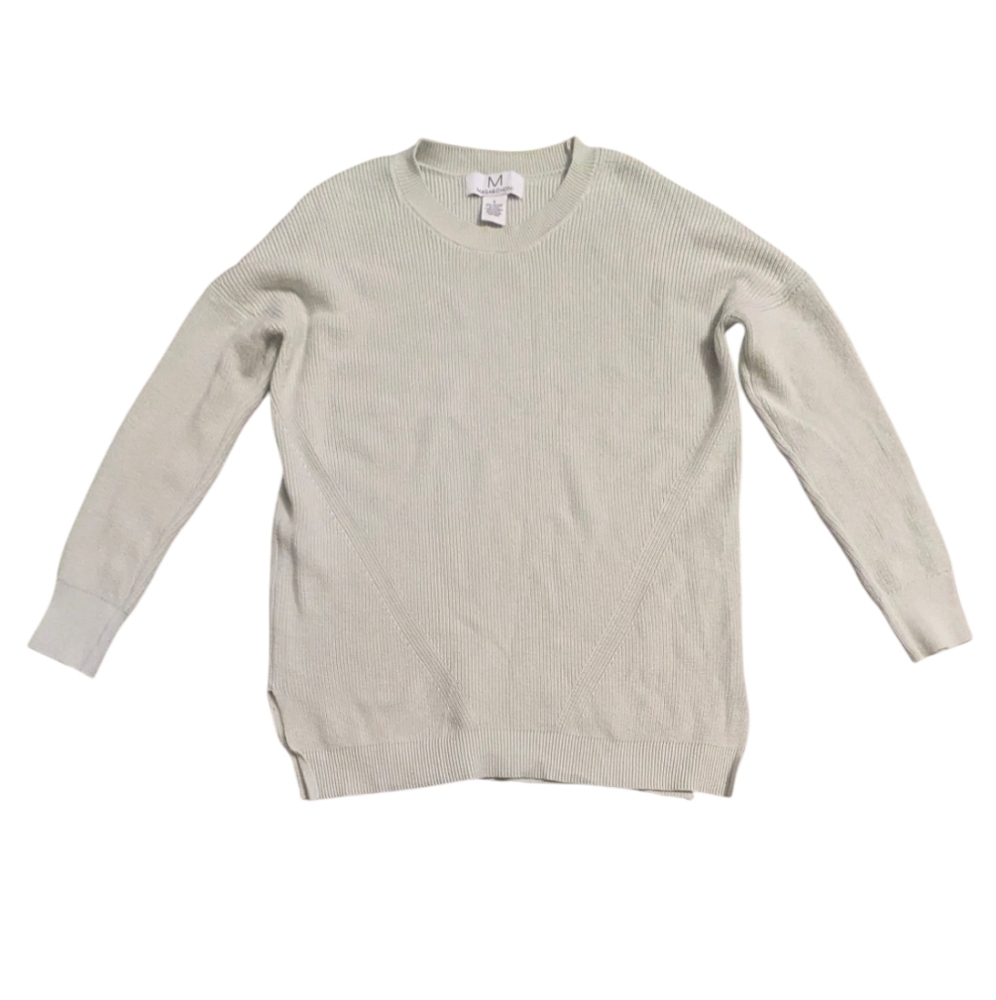 Magaschoni Cream Textured Tunic Sweater - Small Minimalist Oversized Neutral